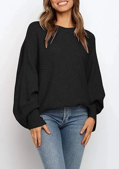 Women's Basic Long Sleeve Sweater | Solid Color Oversized Pullover