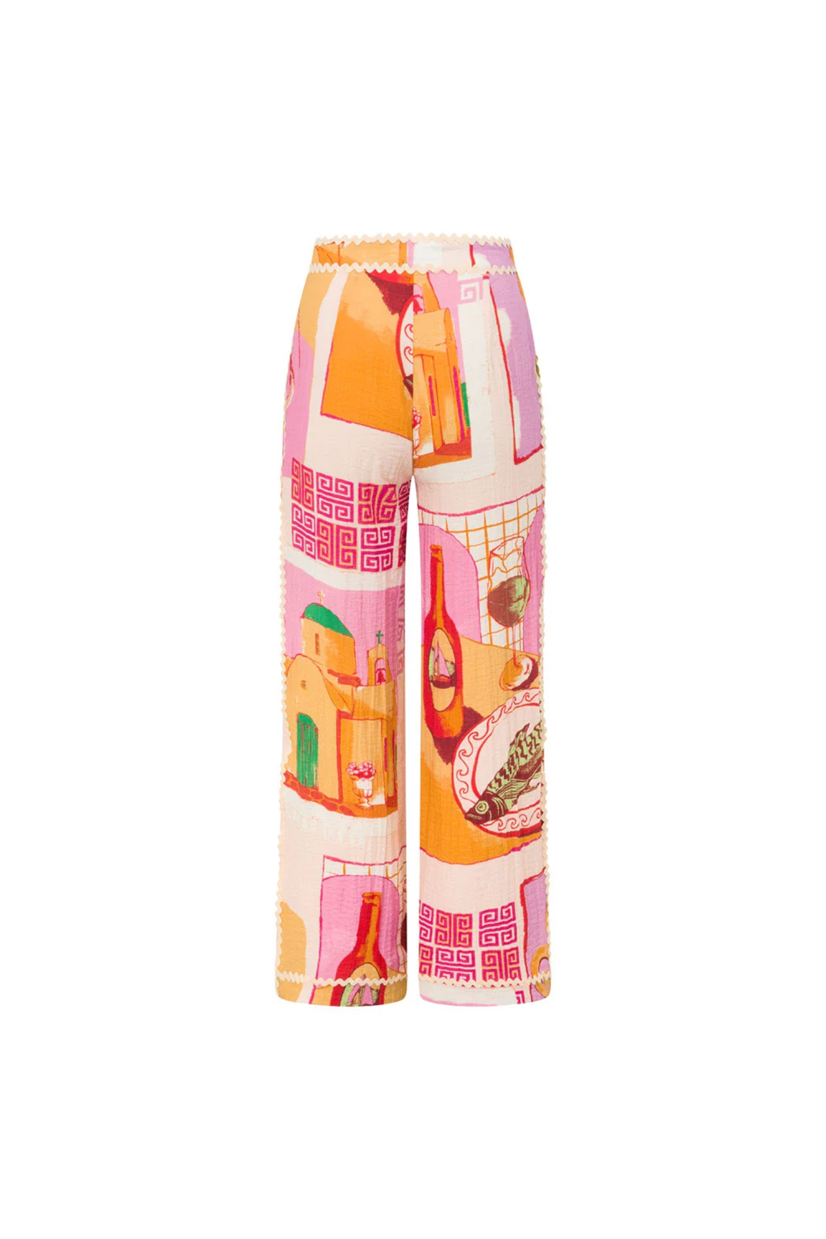 Patchwork Print Wide Leg Palazzo Pants