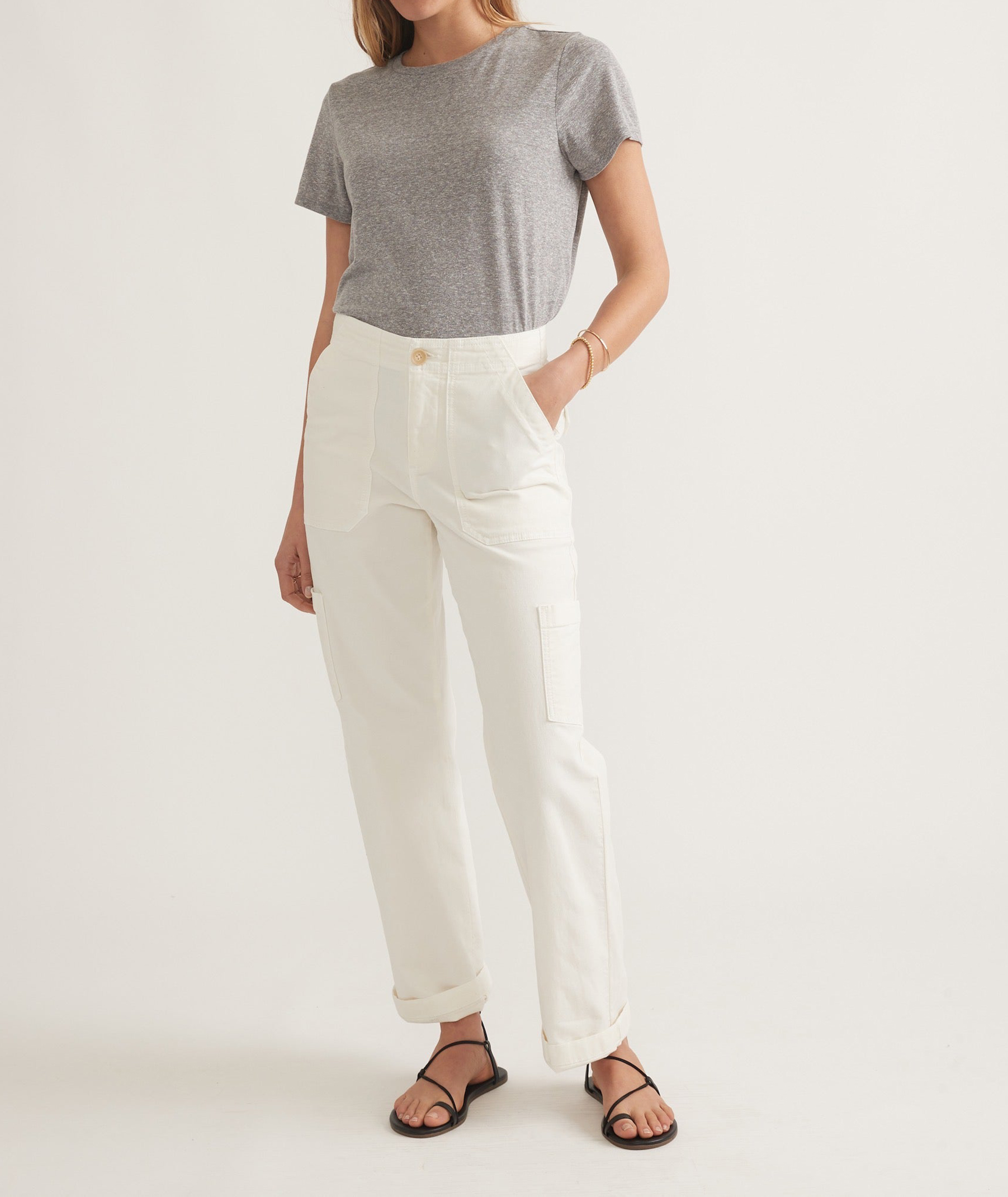 Heathered Fabric Crew Neck Casual Tee