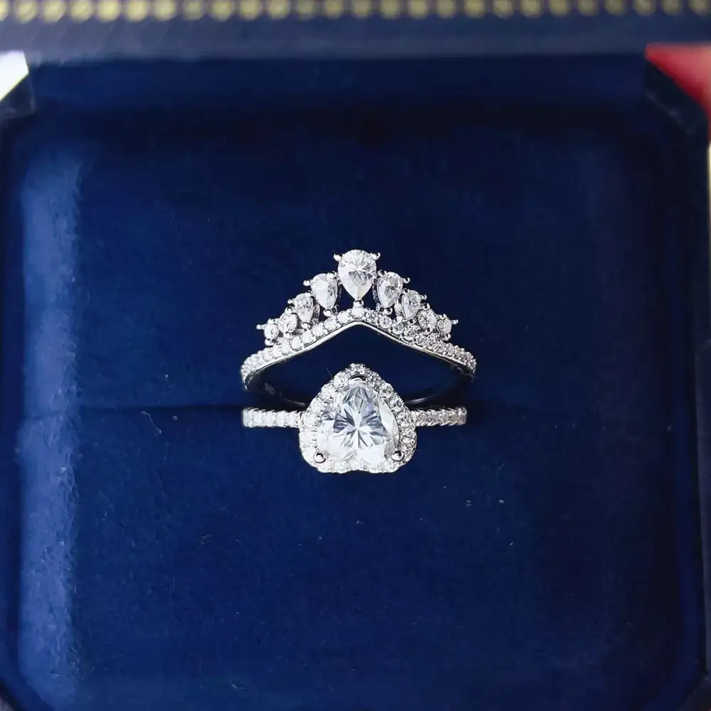 Soft Sparkle Sterling Silver Moissanite Ring Set