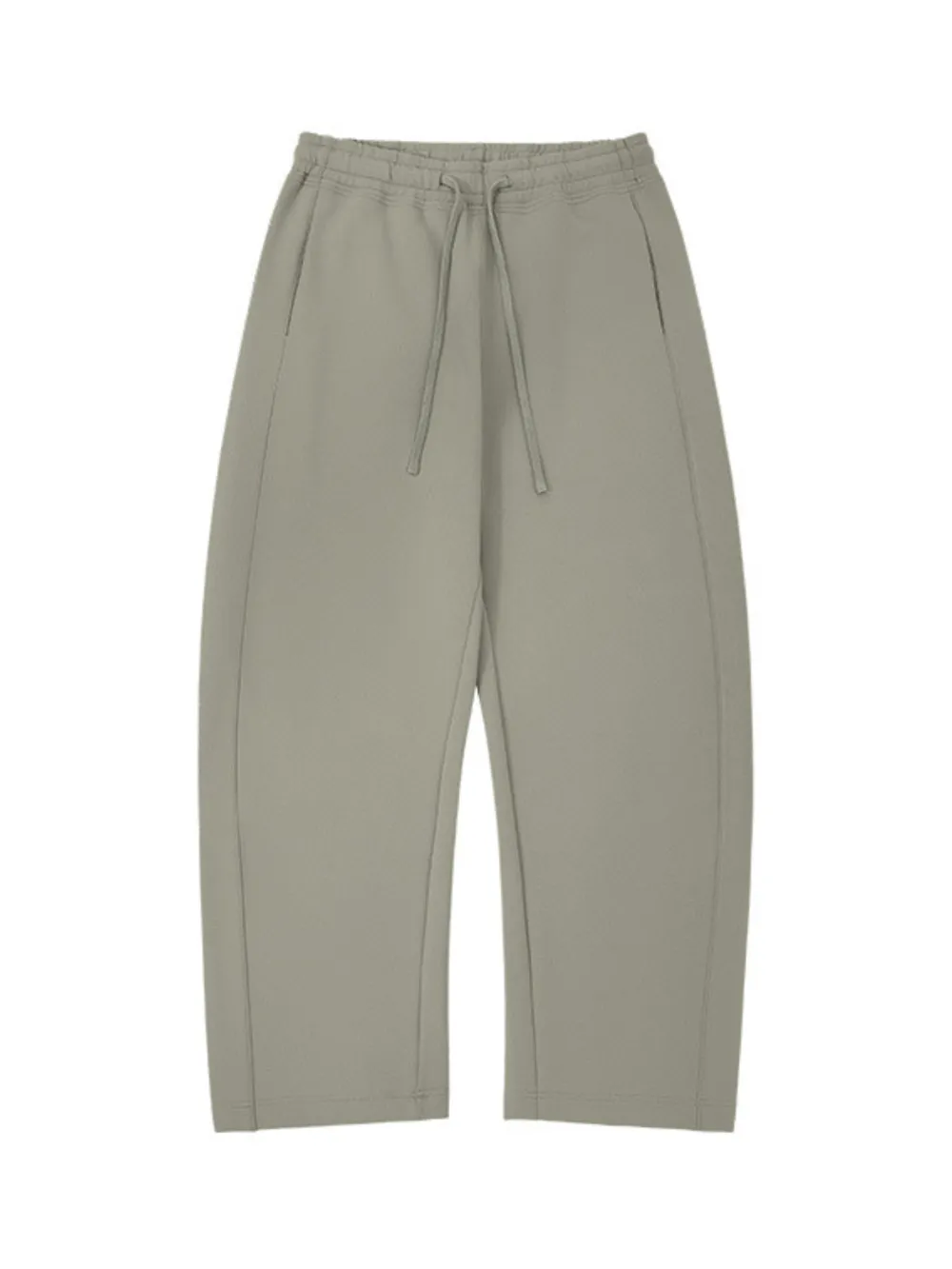 Curved-Leg Relaxed-Fit Drawstring Casual Pants
