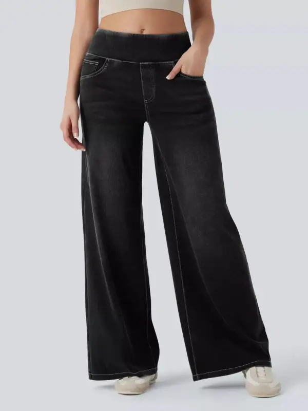 Soft High Waist Wide Leg Denim Jeans