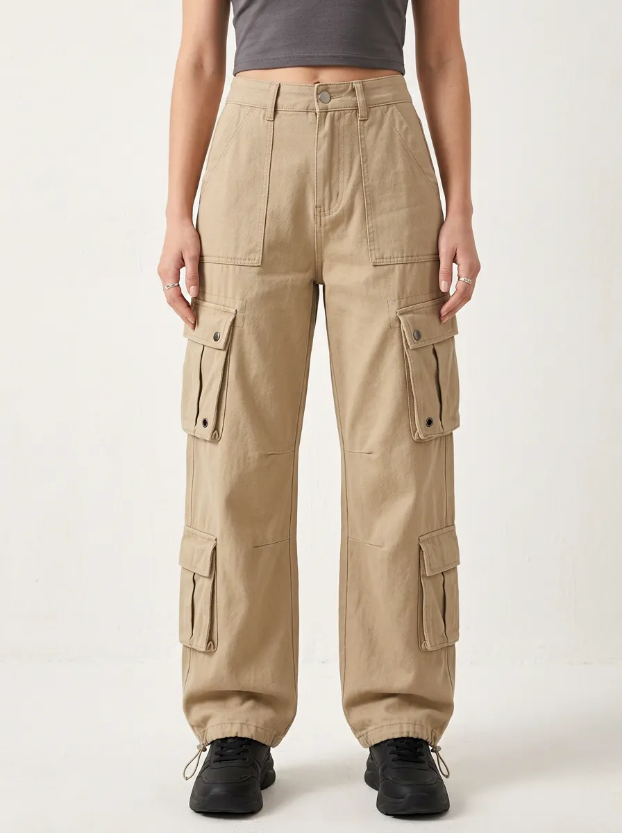 Streamlined Utility Style Multi Pocket Finish Women's Multi Pocket Cargo Pants