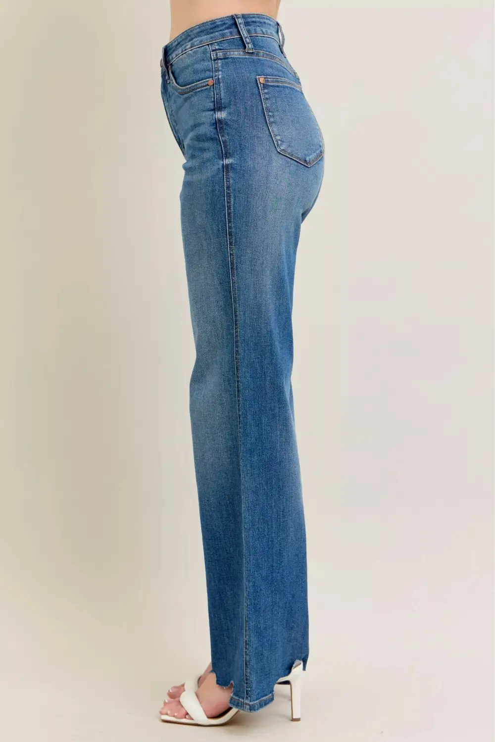 Everyday High Rise Distressed Wide Leg Jeans