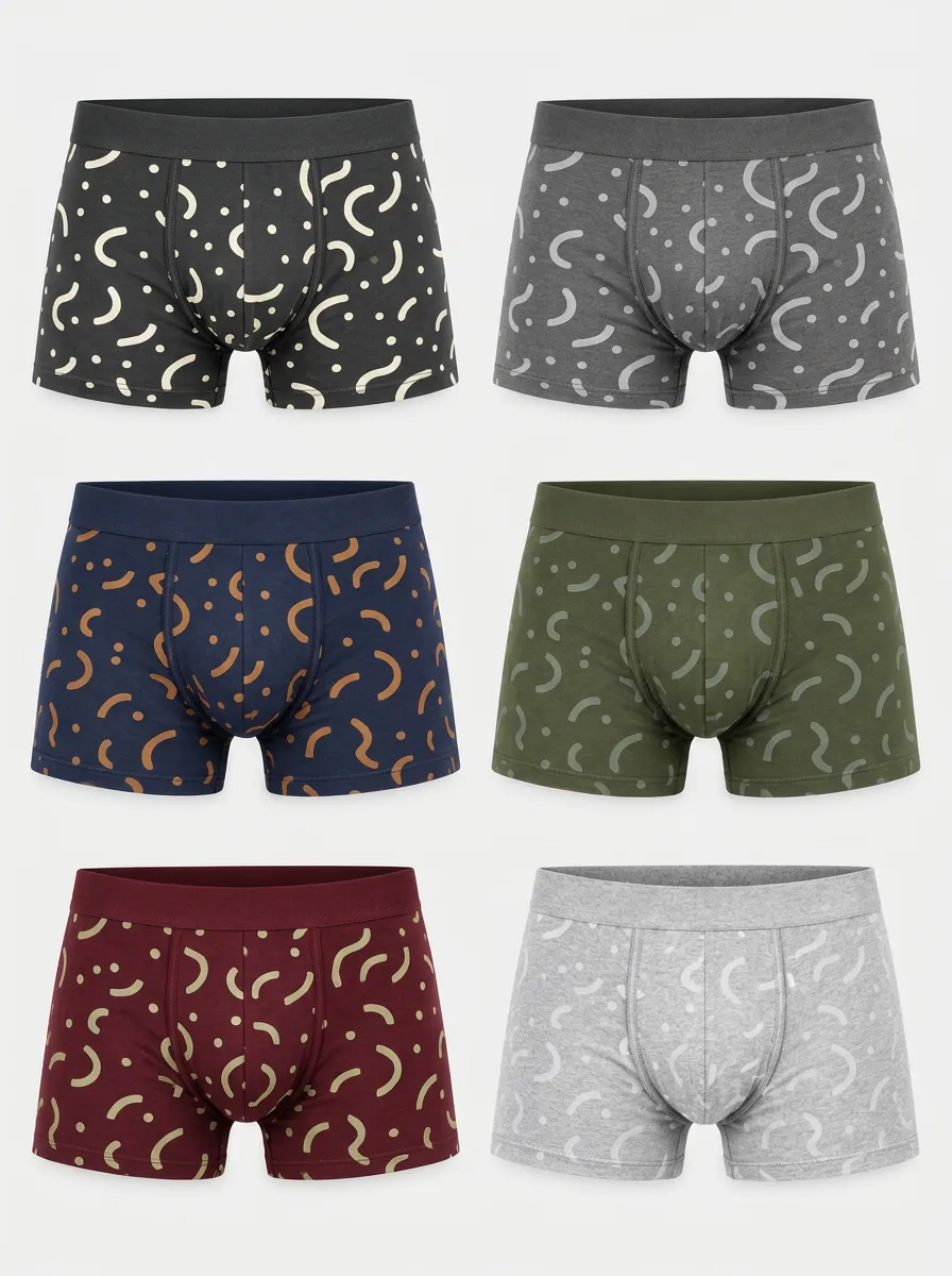 Men's Geometric Abstract Boxer Briefs 6-Pack