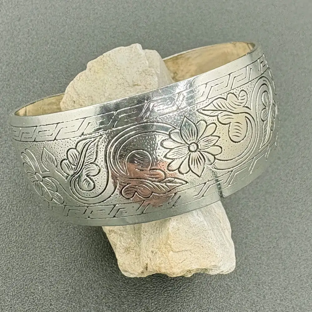 Floral Engraved Bangle Bracelet