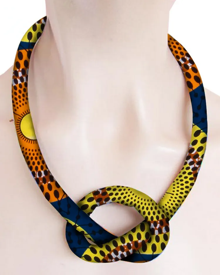 Handmade Ankara Print Cotton Cord Necklace
