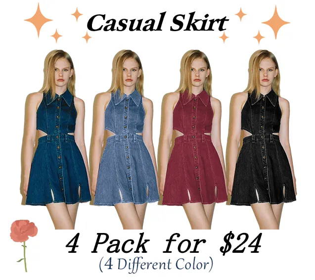 Cut-Out Sleeveless Denim Dress