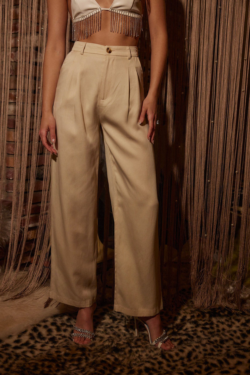 Cream Wide Leg Trousers