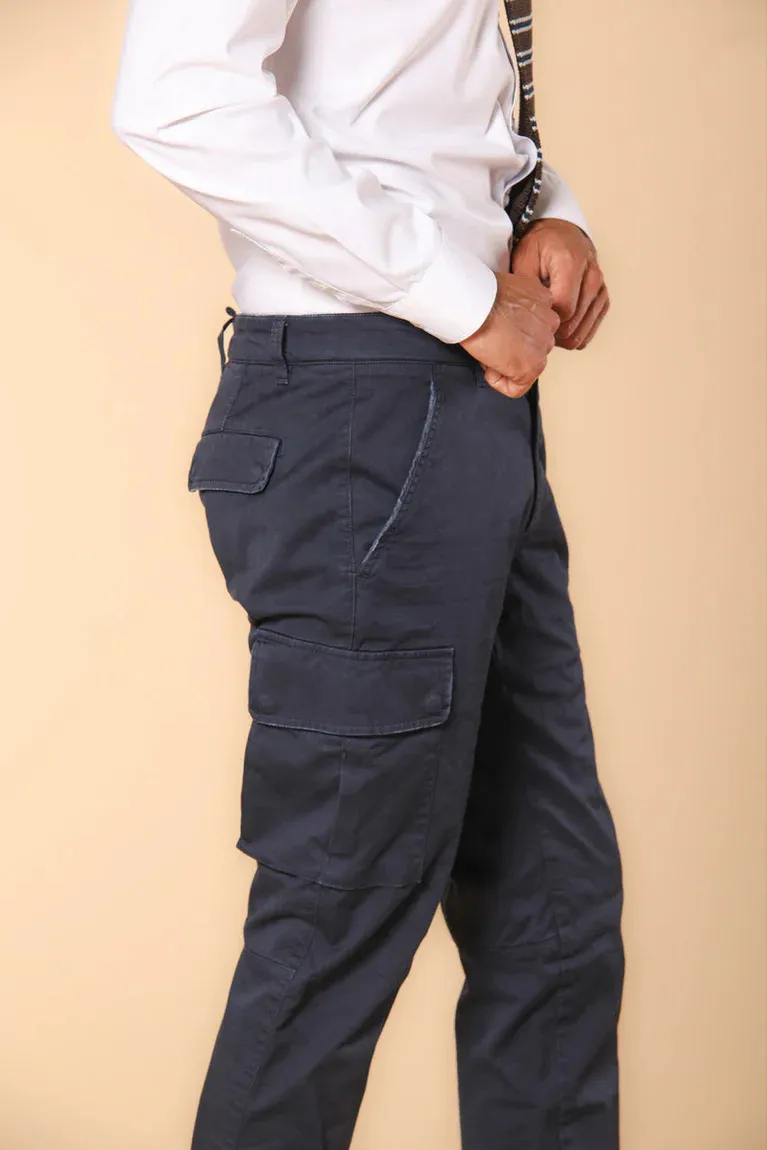 Navy Blue Men's Slim Fit Cotton Stretch Overalls