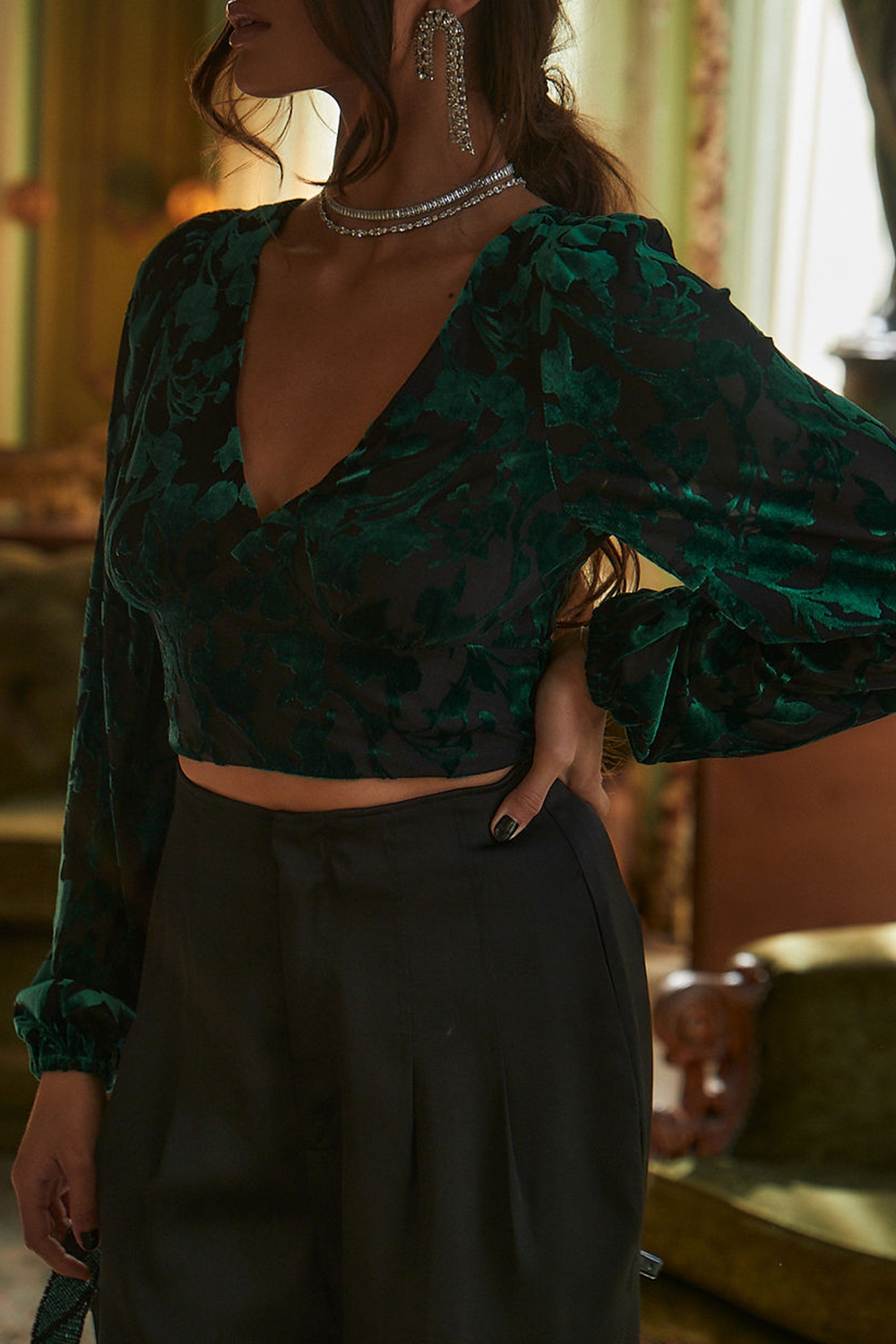 White V-Neck Floral Shirt