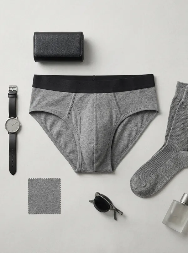 Men's Basic Comfort Grey Cotton Printed Briefs