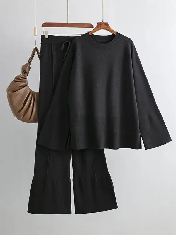 Long Sleeve Relaxed Round Neck Sweater And Pants Set