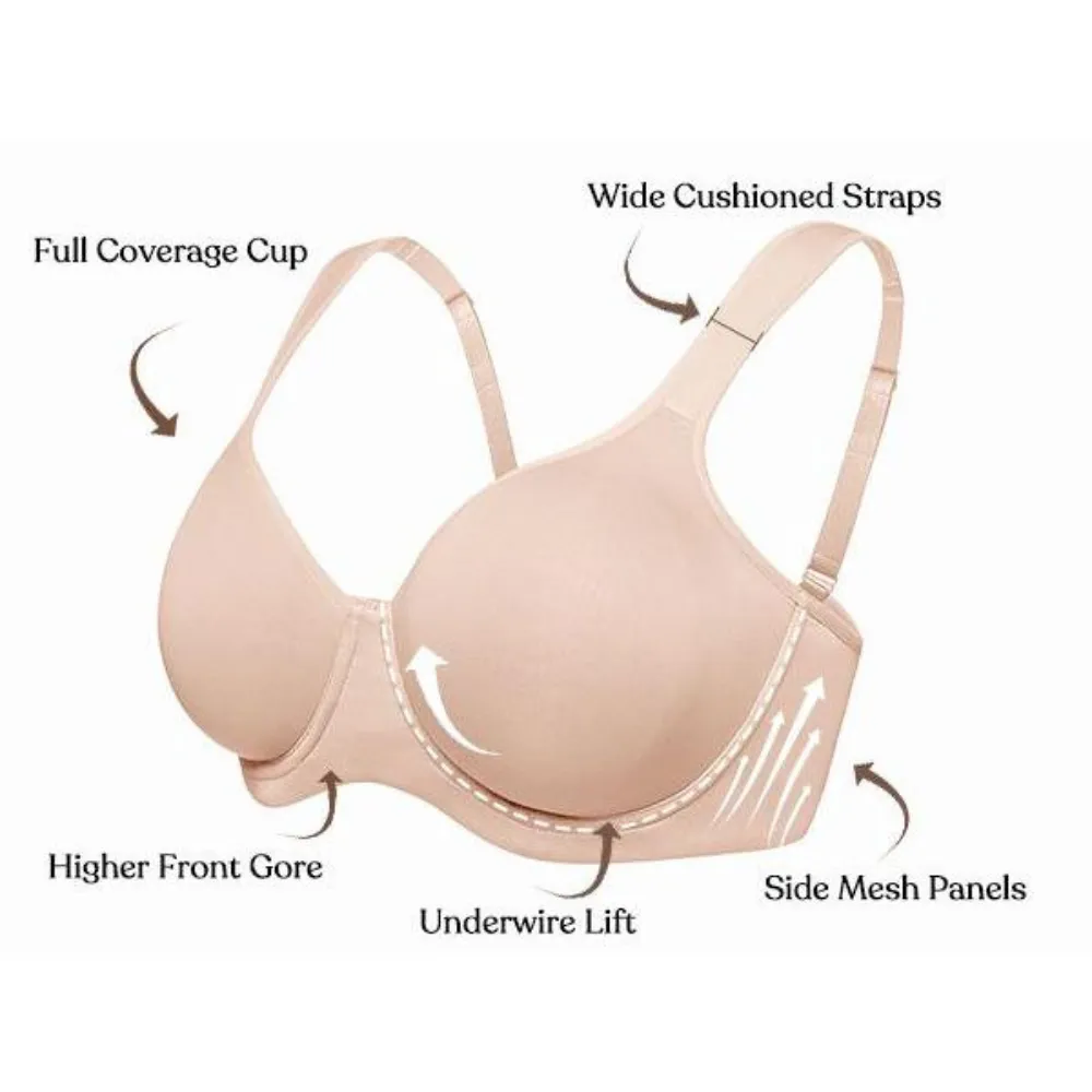 Full Coverage Unlined Unpadded Underwire Plus Size Minimizer Bra Everyday Bra