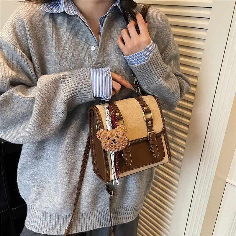 Structured Retro Handbag with Pendant