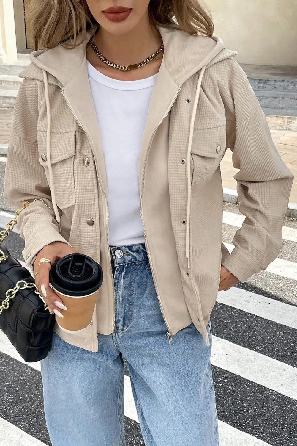 Thermal Knit Textured Hooded Jacket