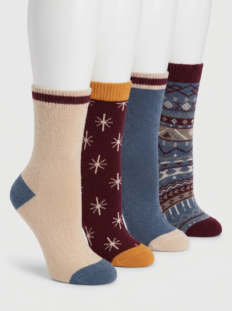 Garden Inspired Patterned Four-Pair Casual Socks