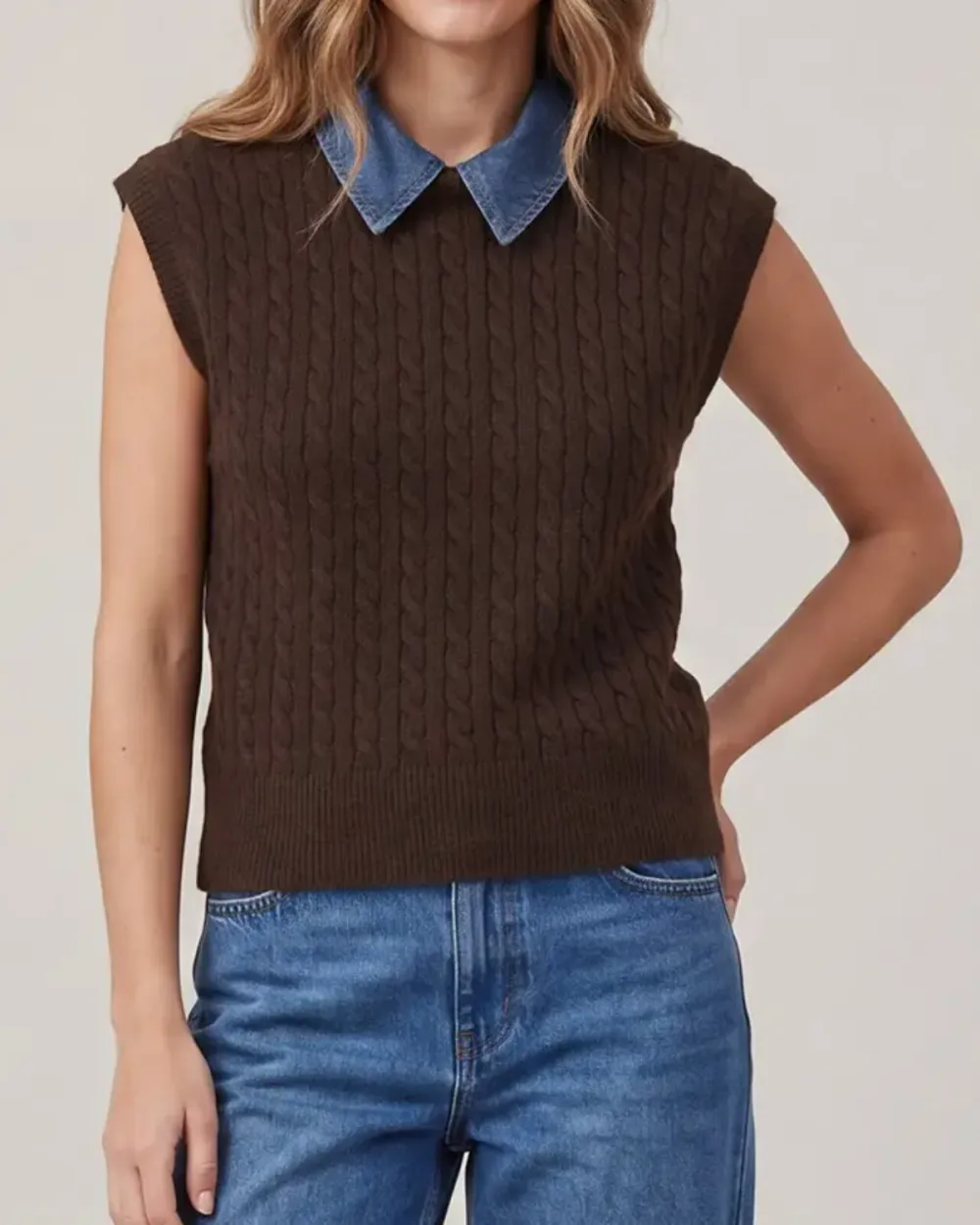 Sweater Top With Collar