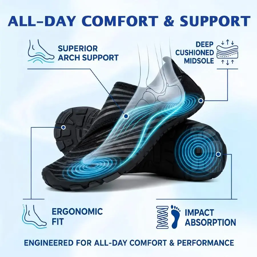Wide Toe Box Waterproof Barefoot Shoes For Seniors