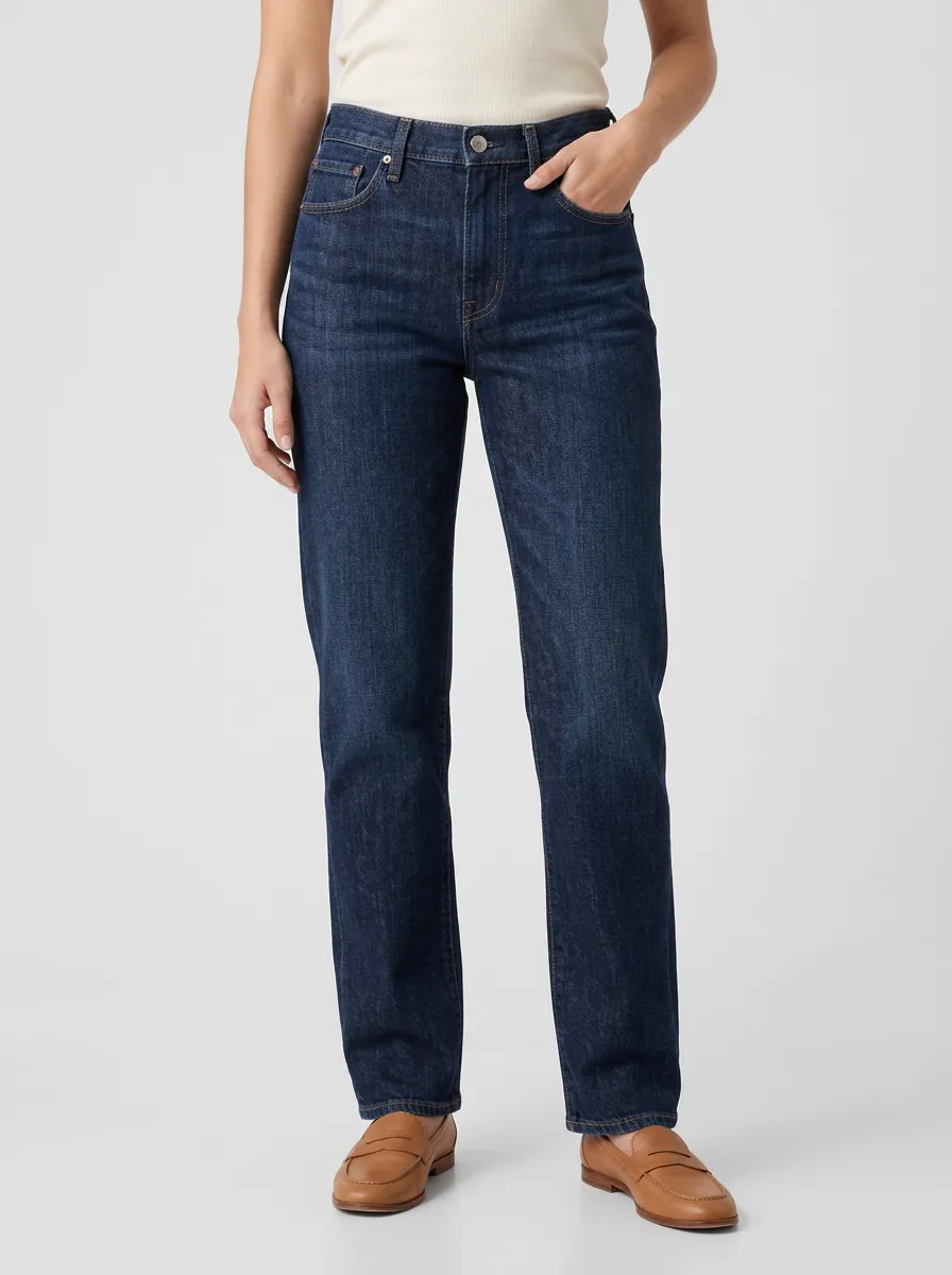 Straight Leg Pocket Detail Laid Back Jeans