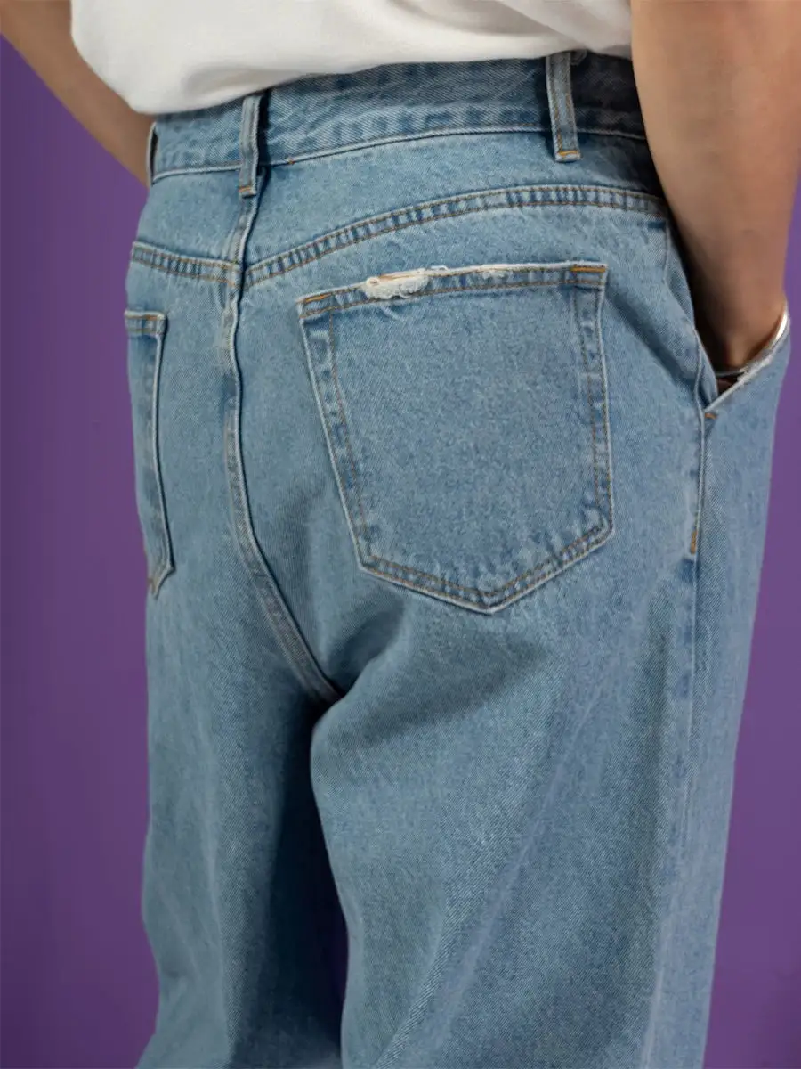 Cloudwash Pleated Barrel-Leg Jeans