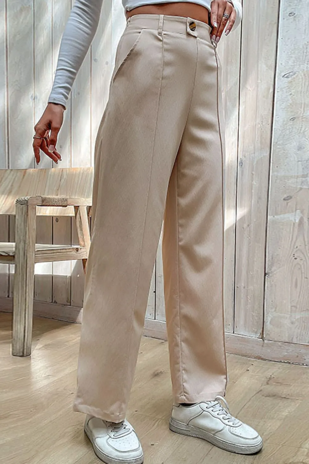 Easy Wide Leg Pocket Detail Pants