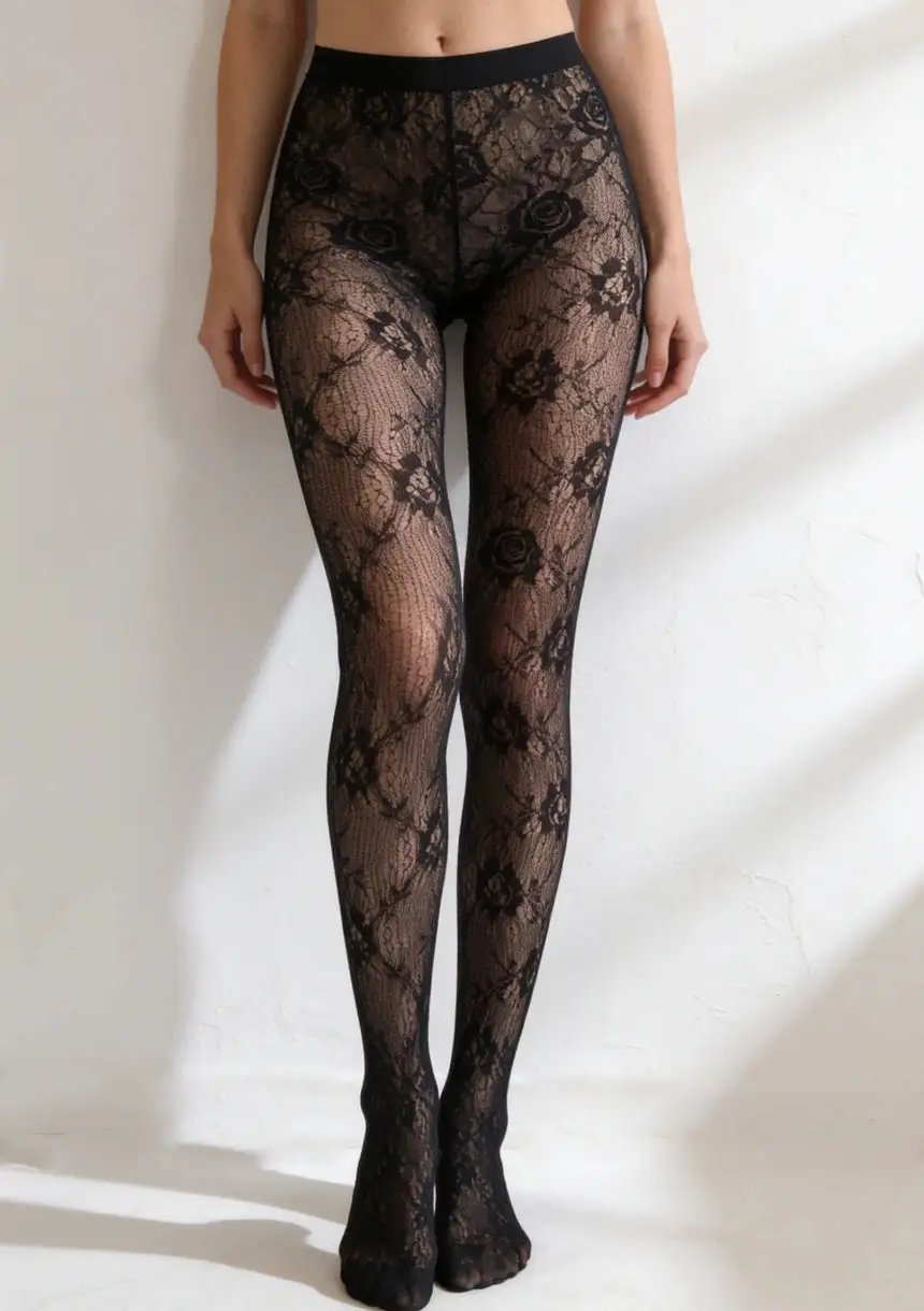 Rose Pattern Sheer Tights