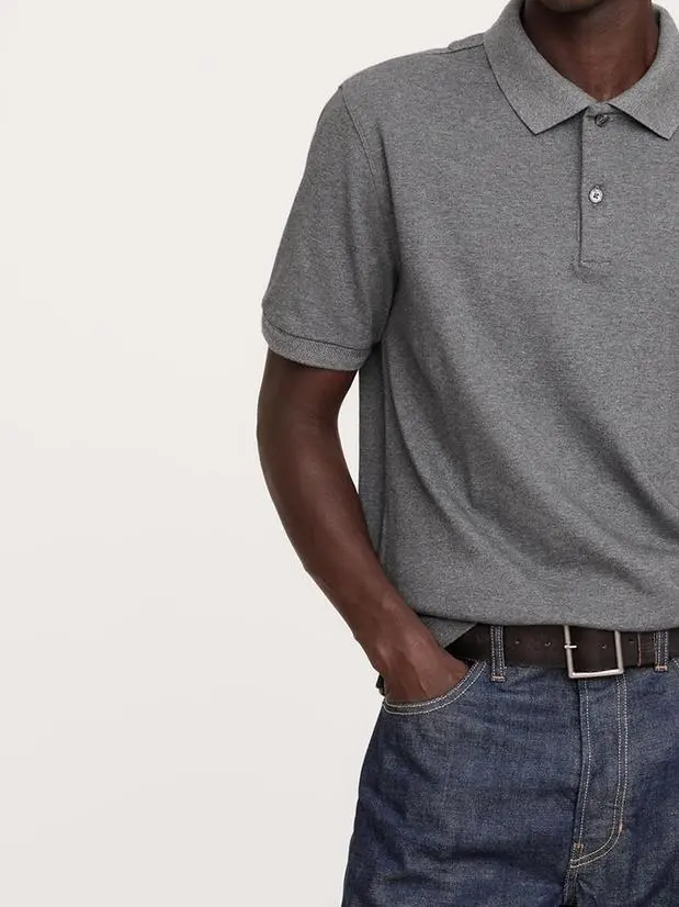 Men's Dark Charcoal Gray Soft Cotton Polo Shirt