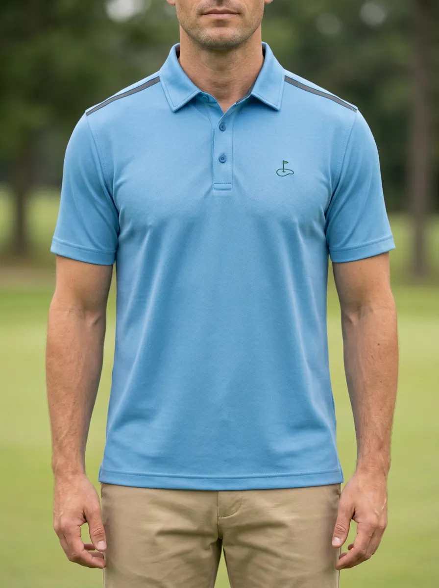 Clubhouse Flag-Motif Embroidered Golf Polo Shirt