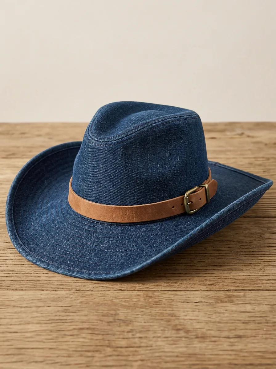 Leather Look Wide Brim Breathable Men's Cowboy Hat