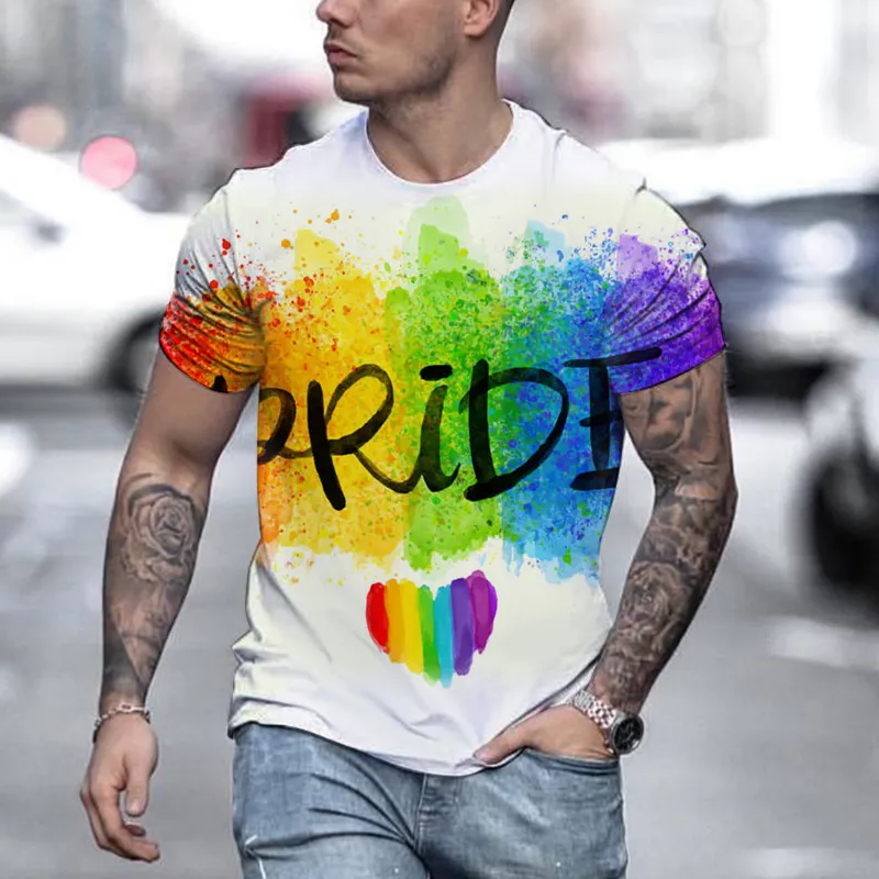 Men's Rainbow Short Sleeve T-shirt 3D Print Casual Fashion