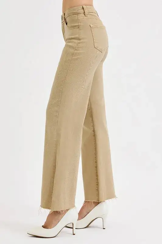 Raw Hem Frayed Hem Wide Leg Jeans