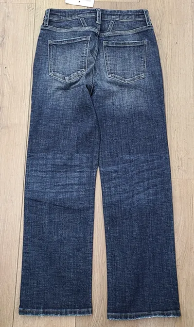 Everyday High Rise Straight Leg Cuffed Denim Jeans