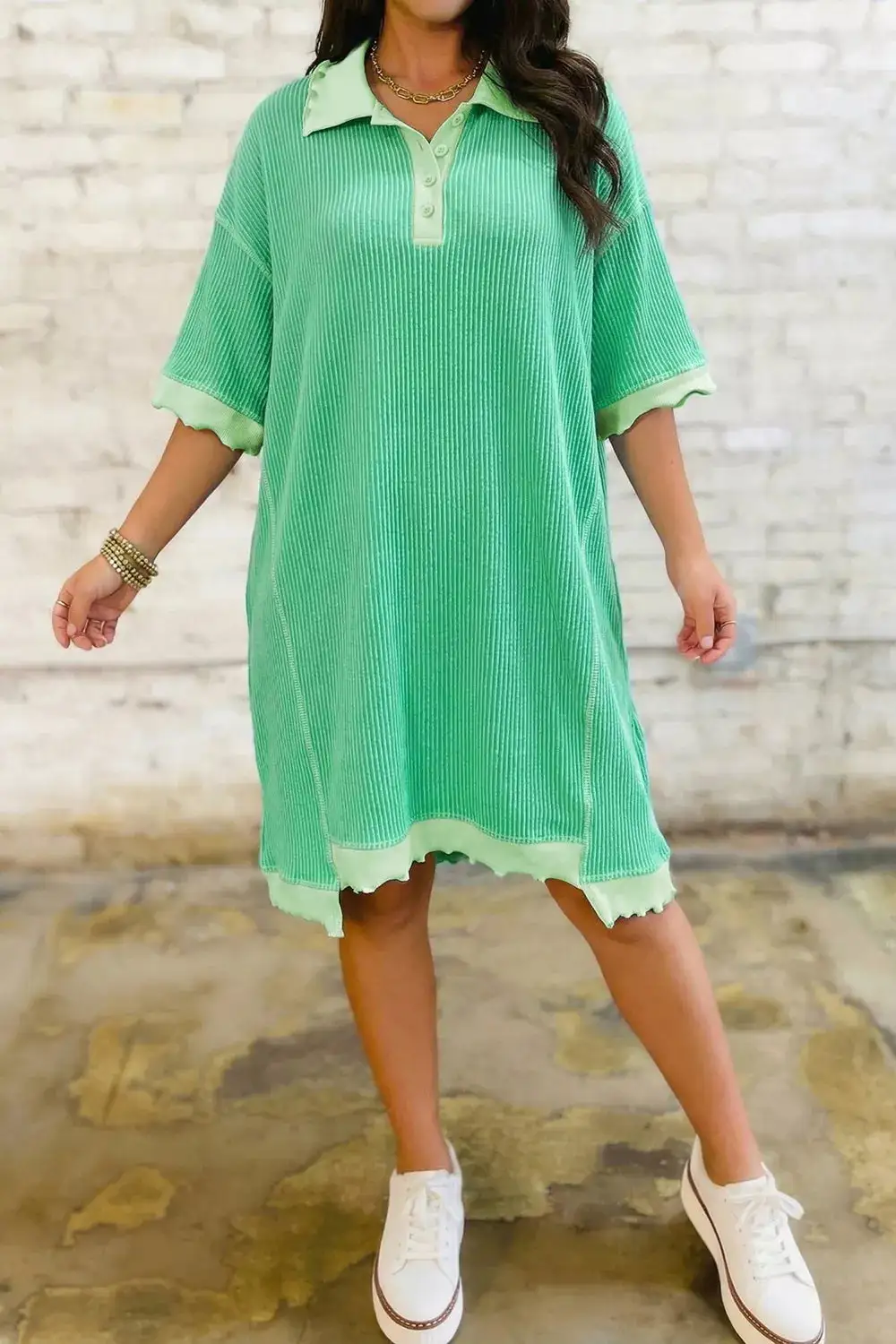 Drape Short Sleeve Mini Dress