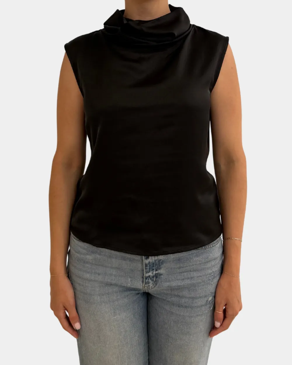 Relaxed Cowl Neck Satin Top