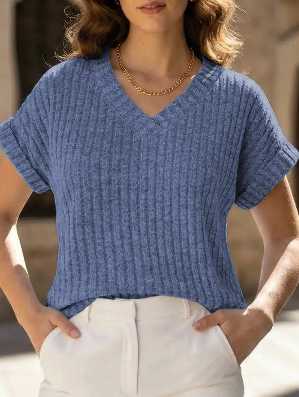 Draped V Neck Tee