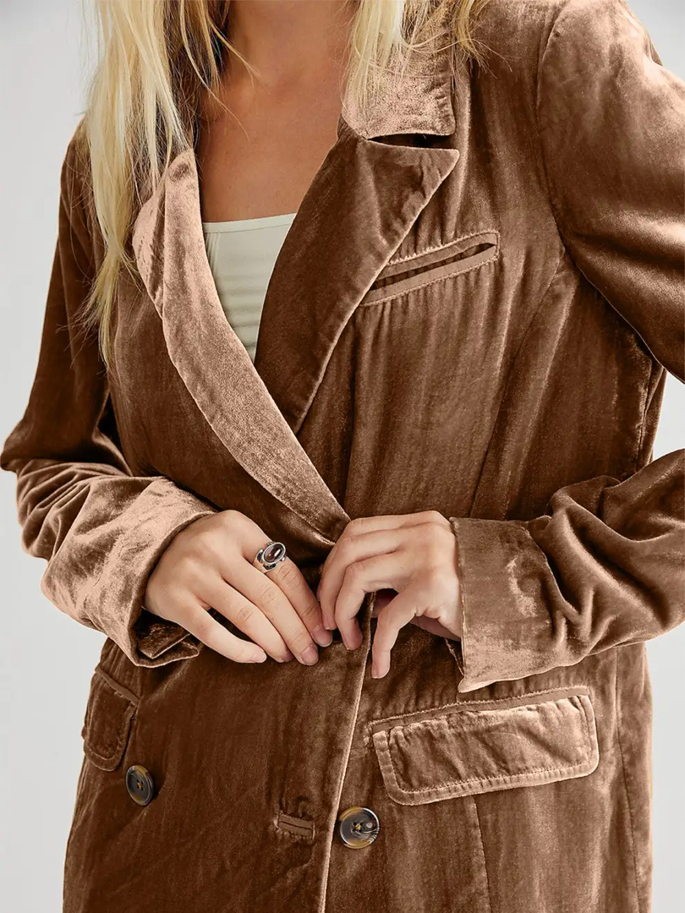 Lapel-Collar Long-Sleeve Blazer