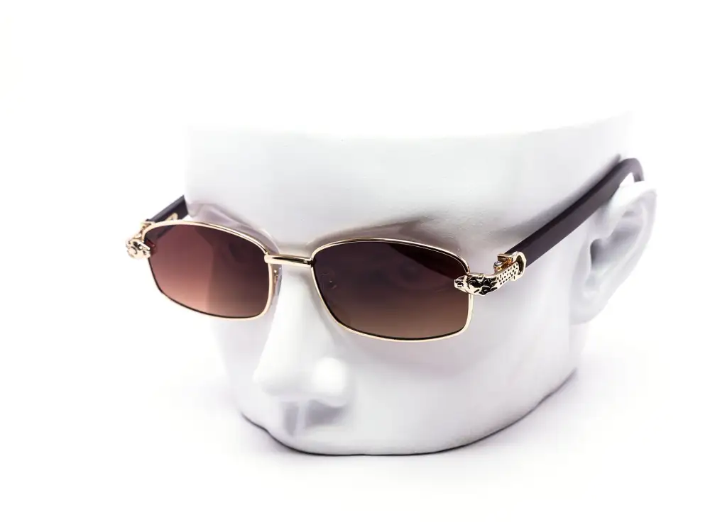 12-Pack Luxury Metal Rectangle Wood Accent Sunglasses