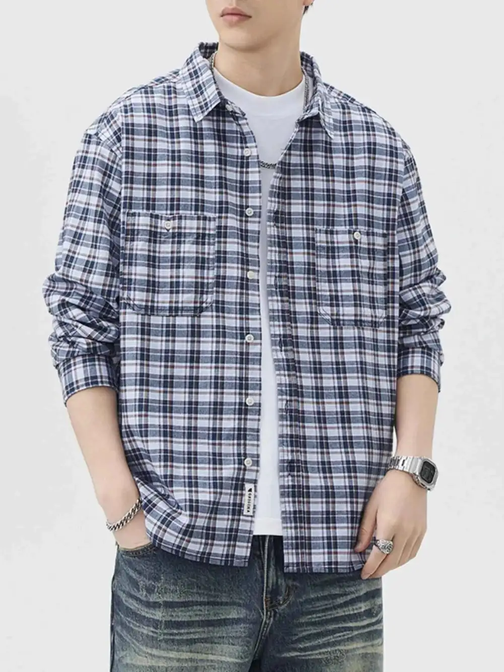 Plaid Button Up Long Sleeve Shirt