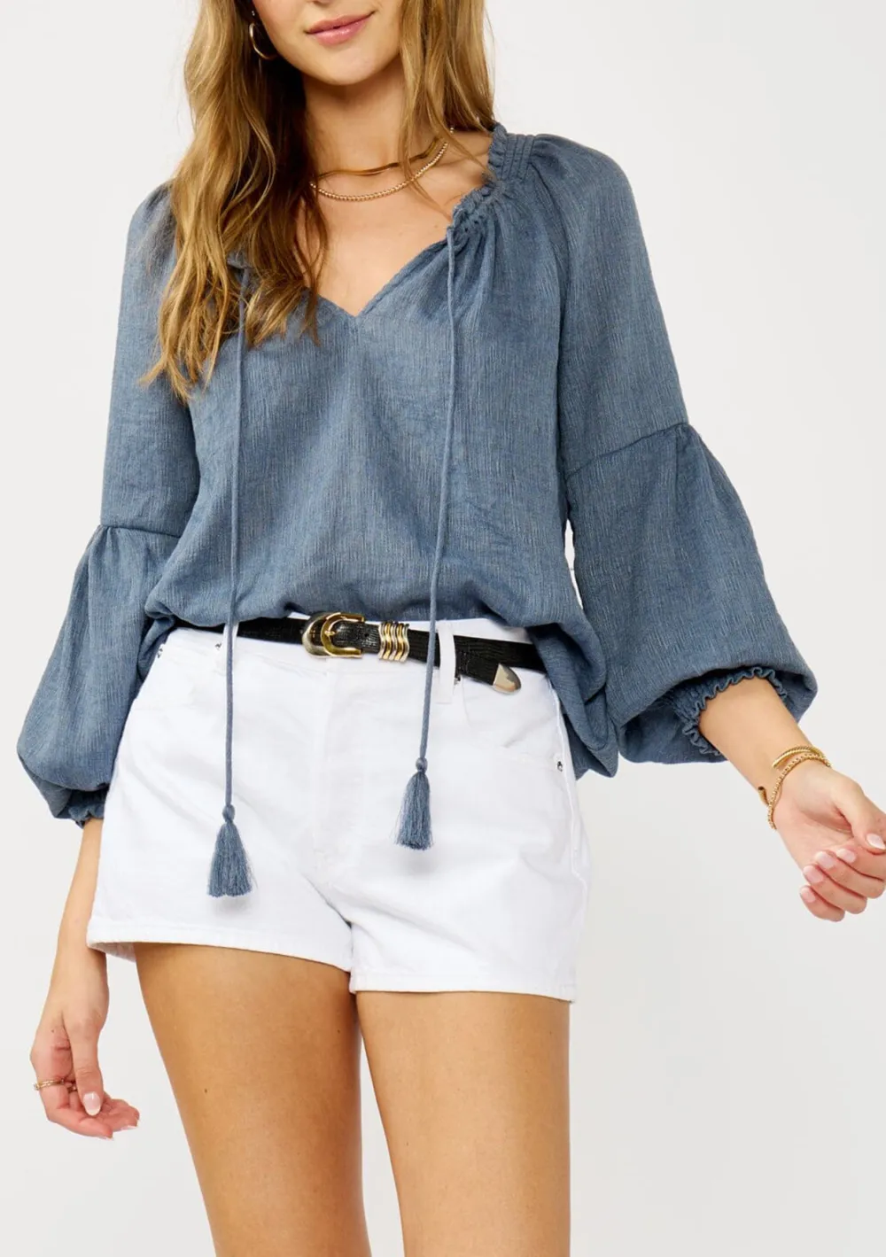 Tie Neck Long Sleeve Blouse