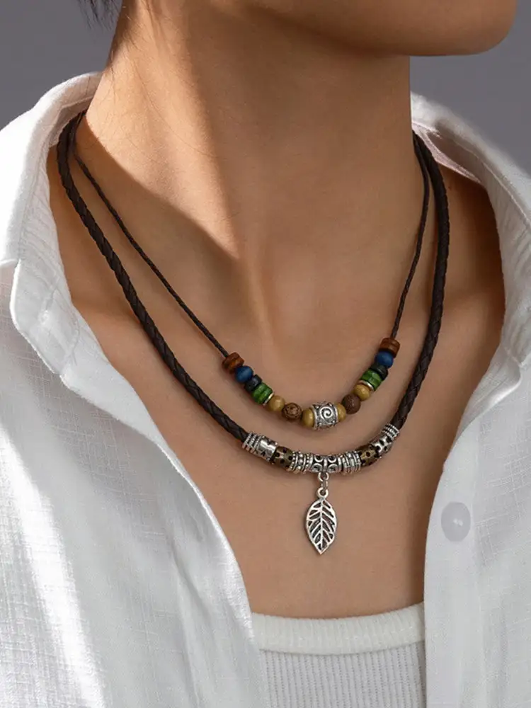 Vintage Layer Leaf Pendant Necklace