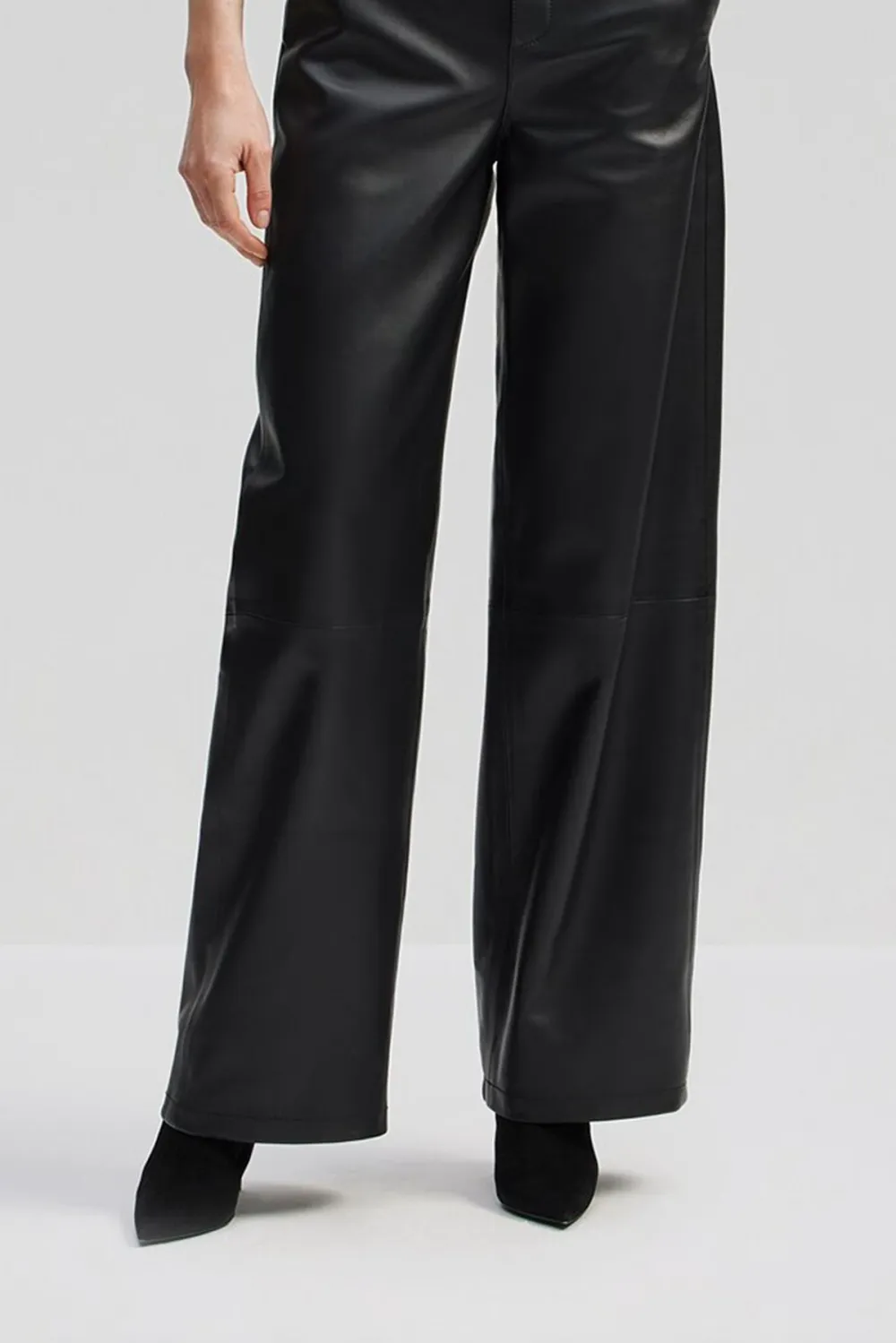 High Rise Wide Leg Leather Trousers