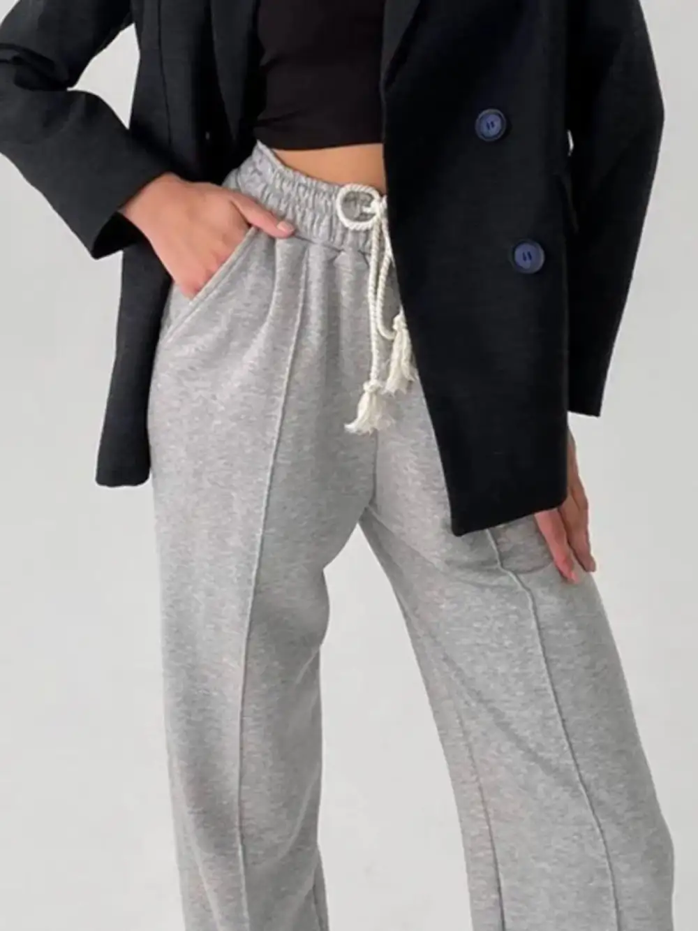 Refined Drawstring Pocketed Jogger Pants