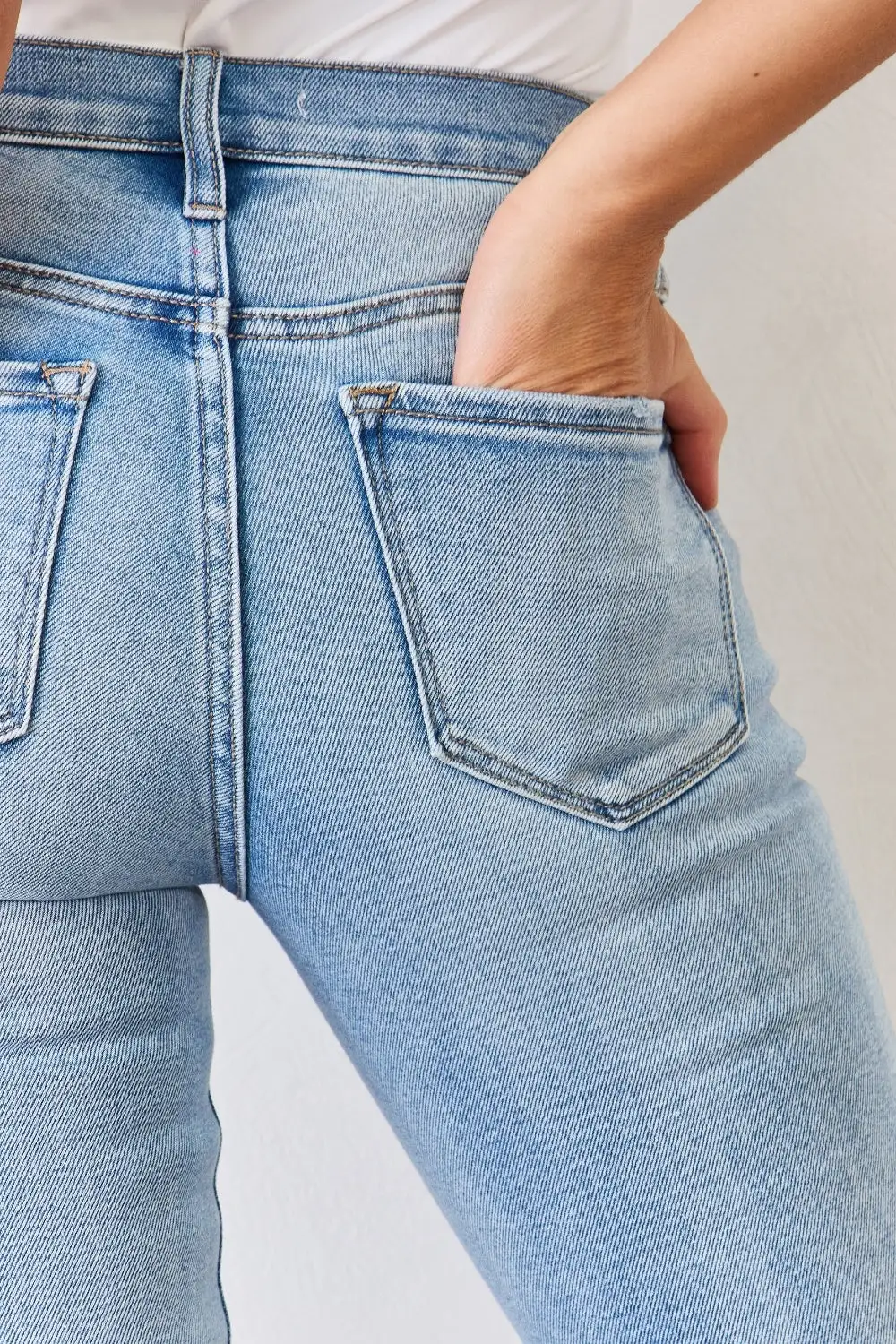 Mid Rise Flare Leg Slit Denim Jeans