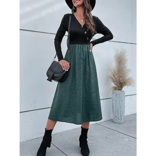 Animal Long Sleeve Midi Dress