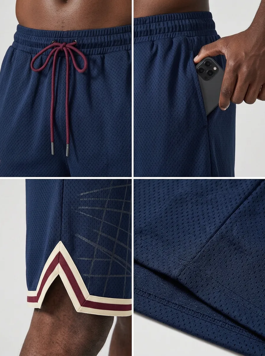 Sporty Geometric Pattern Design Men's Basketball Shorts