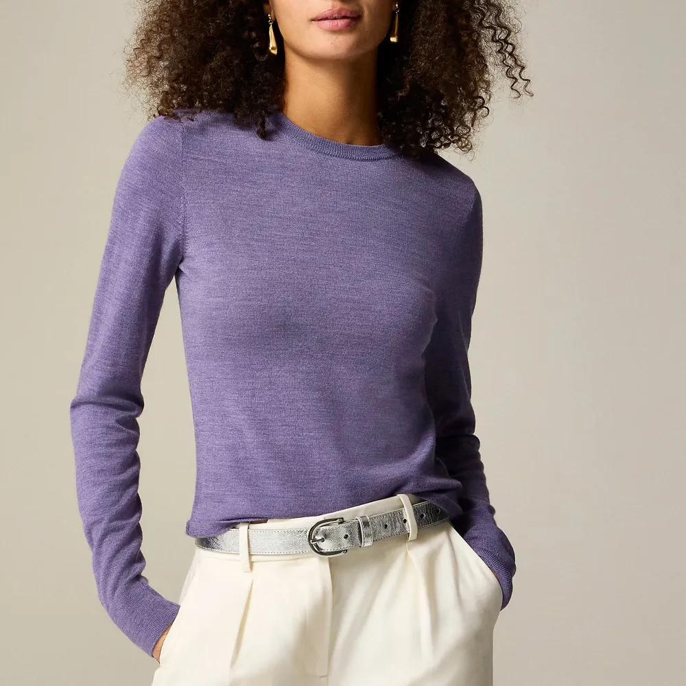 Ribbed Cashmere Solid Color Short Crew Neck Sweater