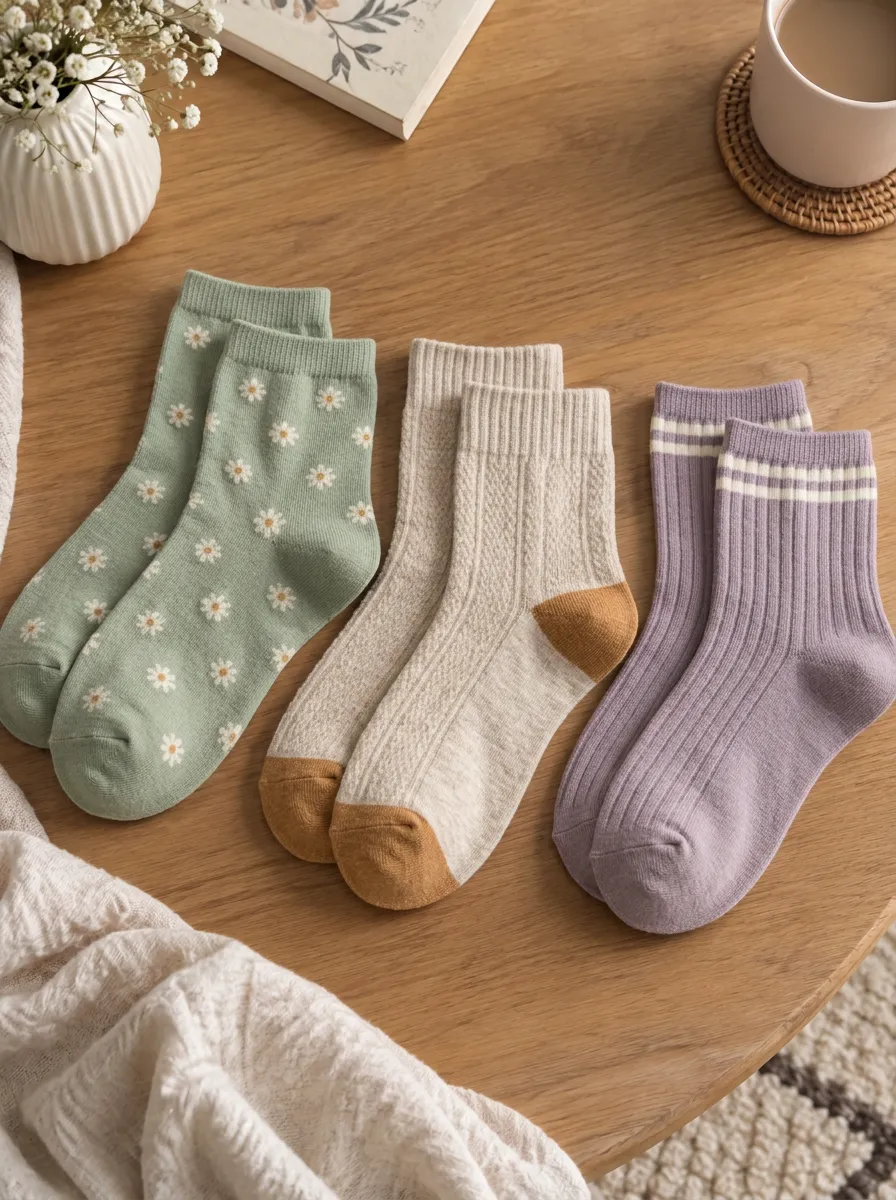 Women's Floral Daisy Striped Colorblock Printed Socks 3-Pack