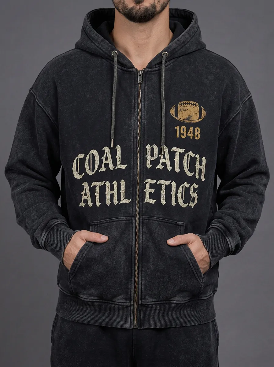 Men's Coal Patch Athletics Football 1948 Printed Zip-up Hoodie