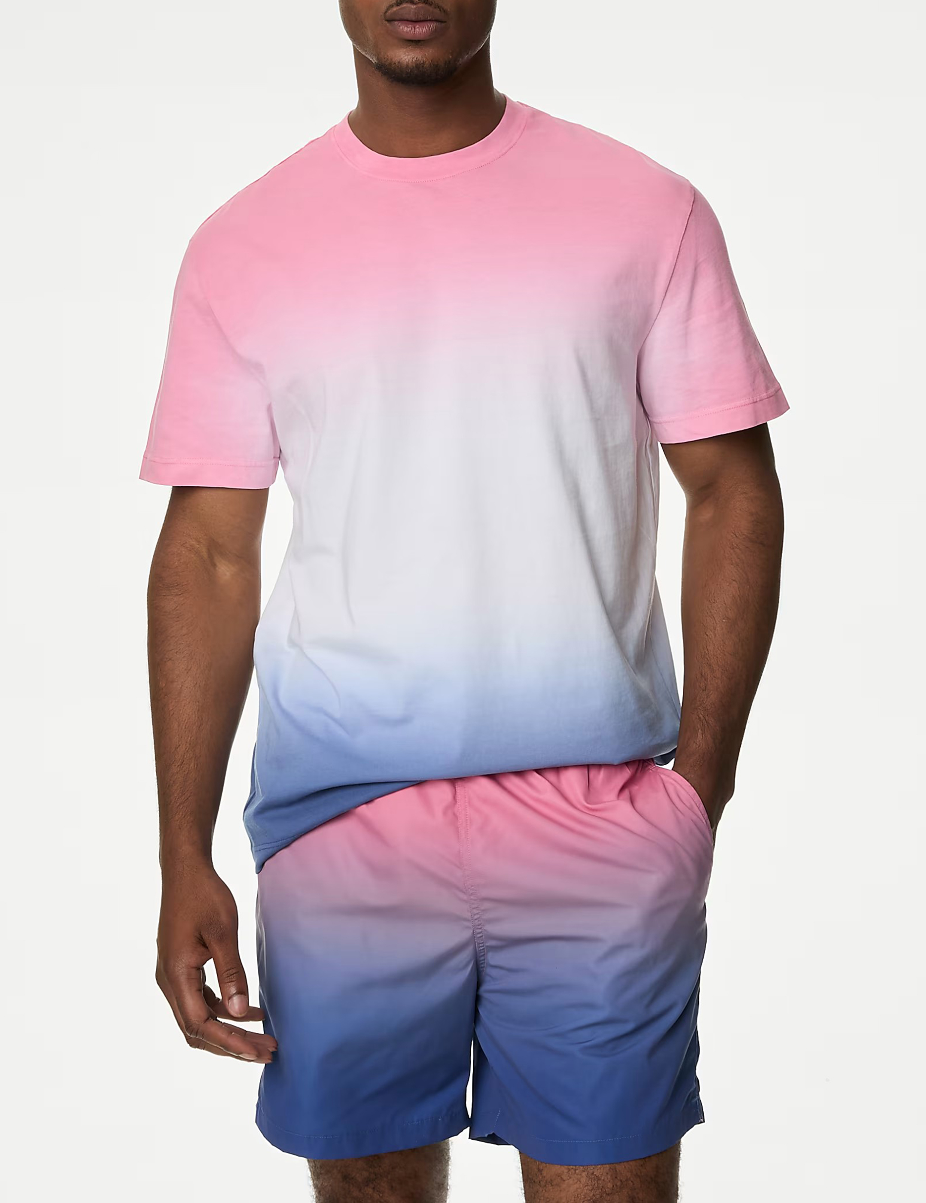 Pink Blue Gradient Short Sleeve T-Shirt